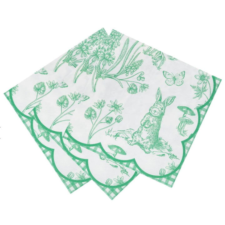 Easter Bunny Napkins Green and White