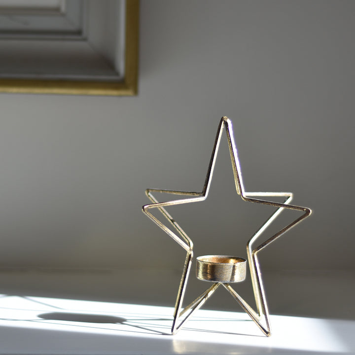 Gold Star Tealight Candle Holder
