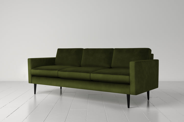 Vine Green Velvet 3 Seater Sofa by Swyft Model 01