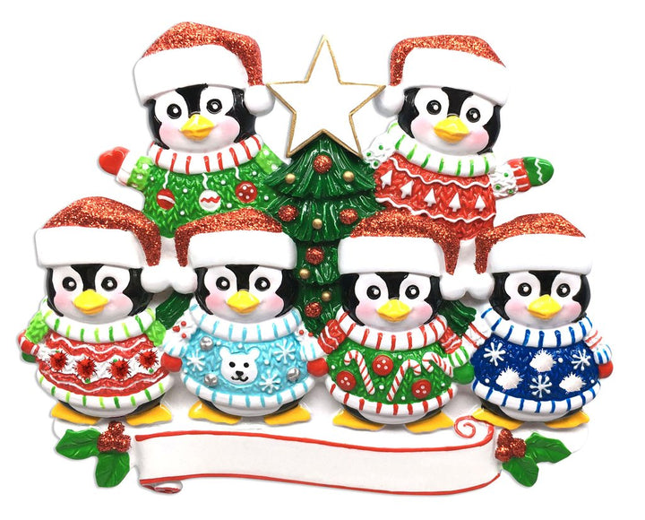 Personalised Penguin Family Christmas Tree Decoration