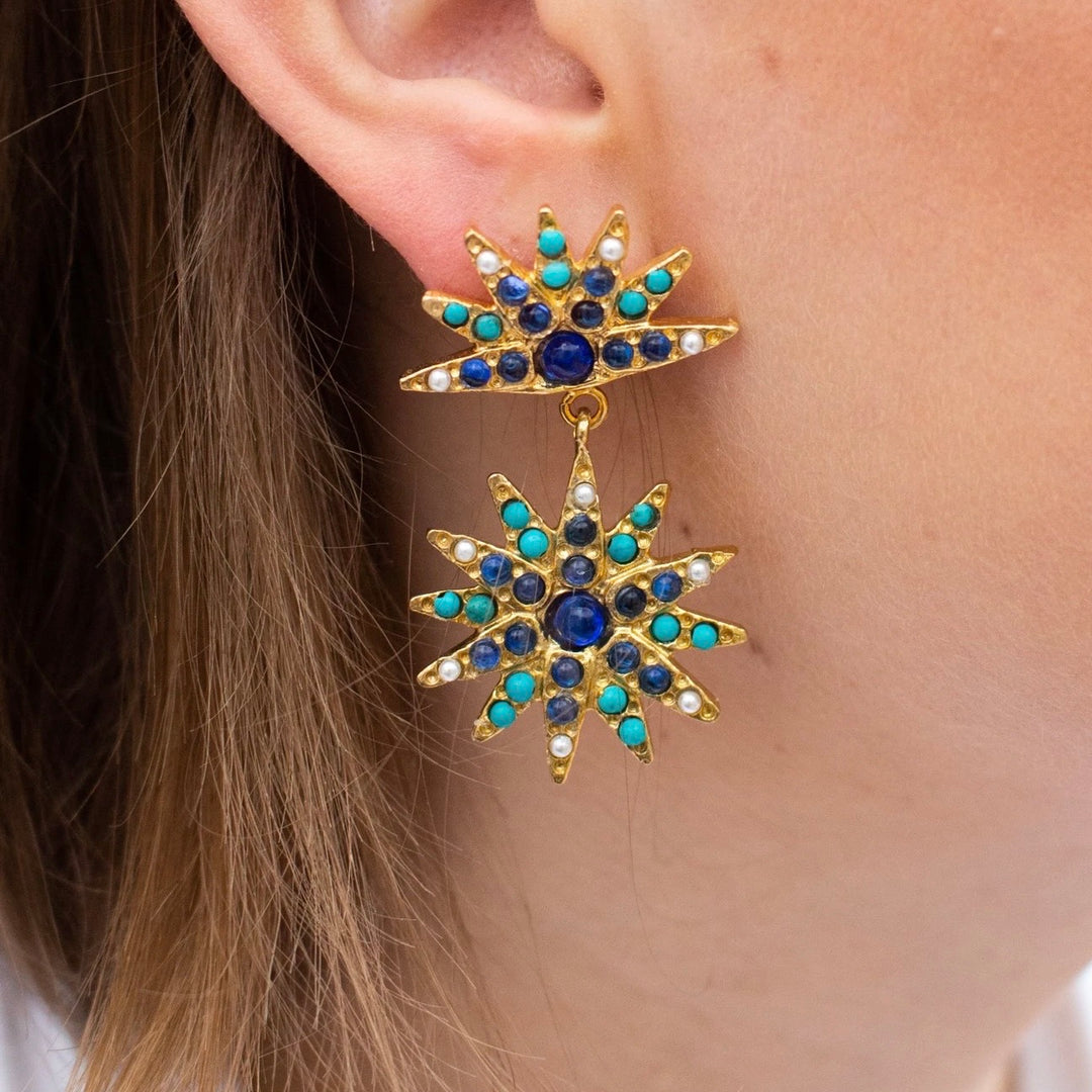 Cobalt Blue Starburst Earrings