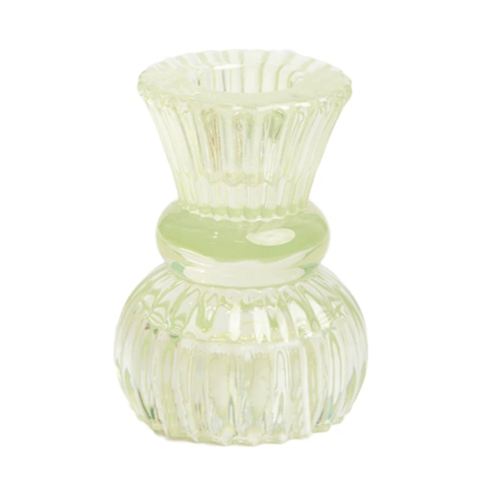 Small Green Glass Candle Holder