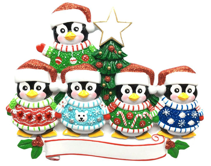 Personalised Penguin Family Christmas Tree Decoration