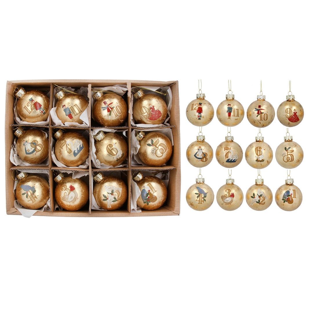 12 Days of Christmas Glass Bauble Collection