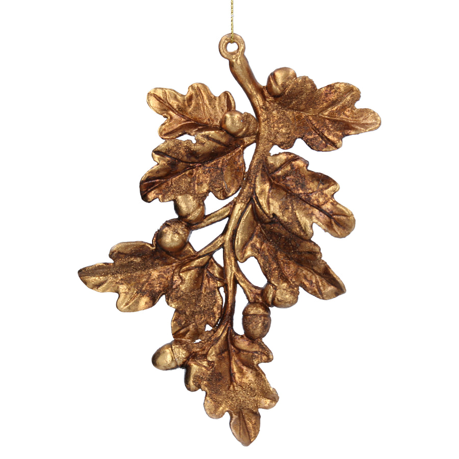 Antique gold oak leave with acrons Christmas tree decoration