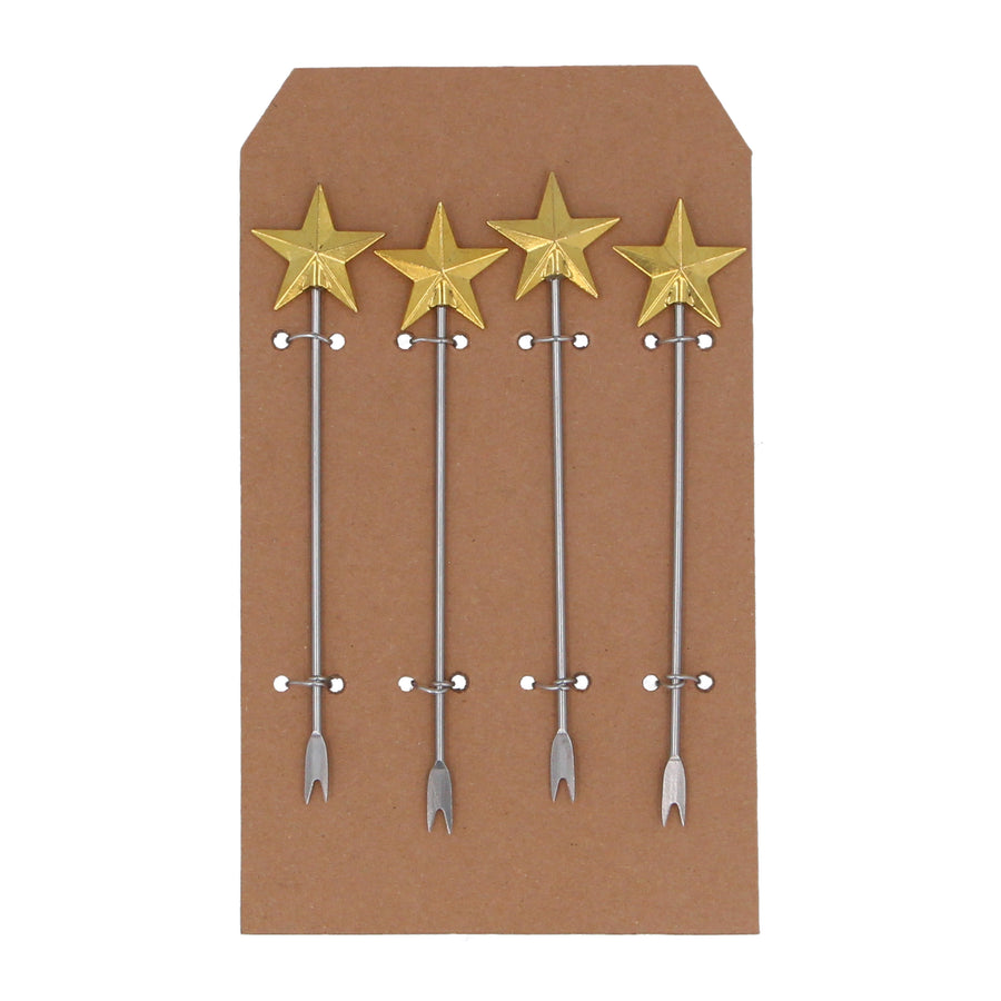 Gold Star Canape Forks Set of 4