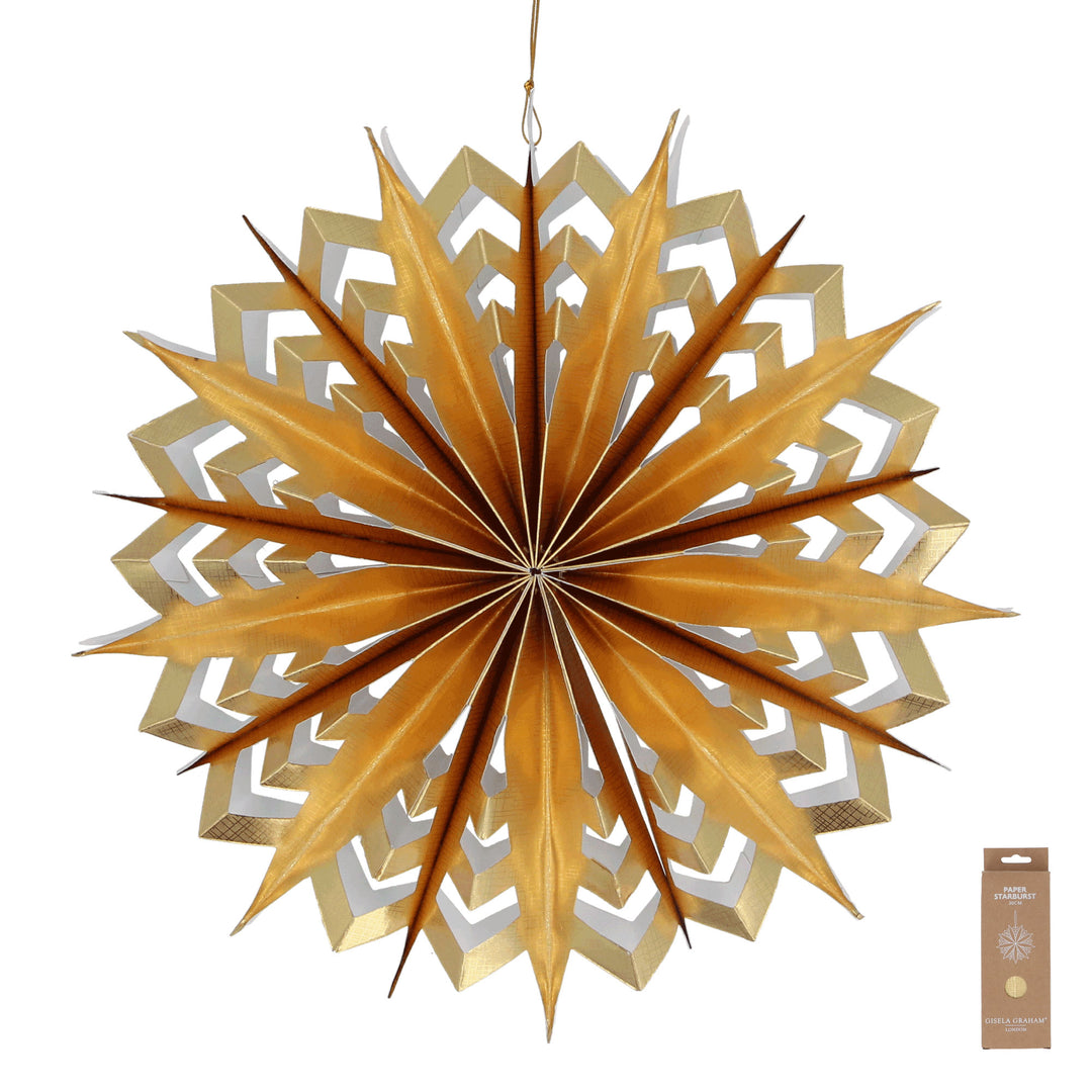 Large White and Gold Starburst Paper Christmas Decoration