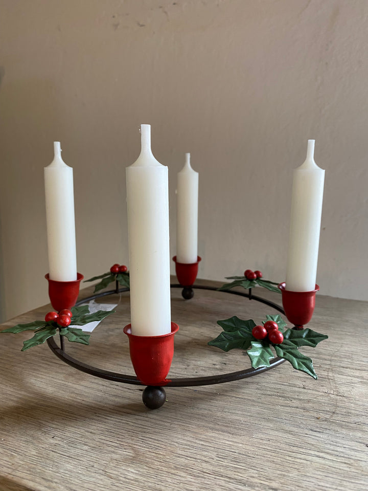 Red and Green Holly 4 Candle Holder
