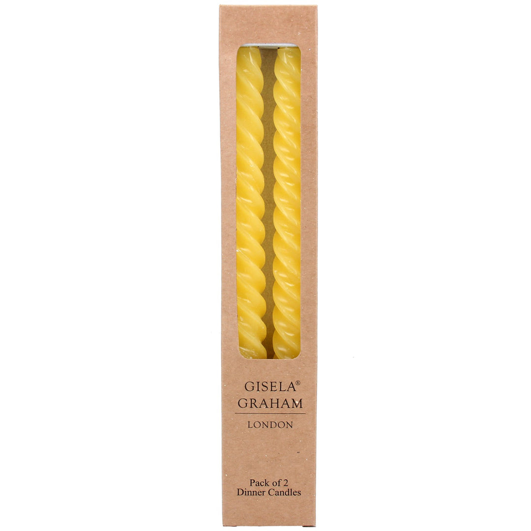 Yellow Twisted Taper Dinner Candles