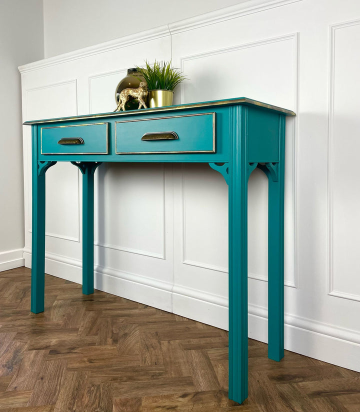 Console table painted in Renfrew blue by fusion mineral paint 