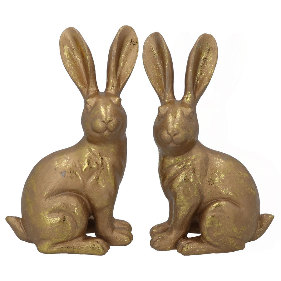 Antique Gold Pair of Bunny Ornaments