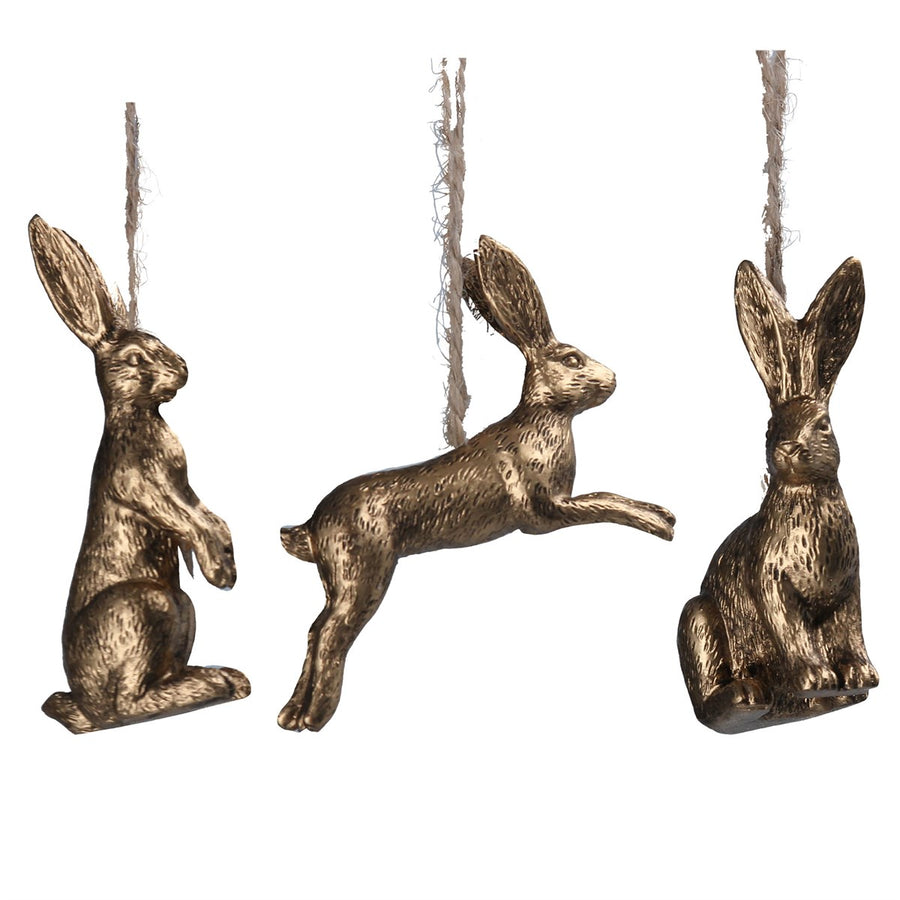 Gold Hare Easter Hanging Decorations
