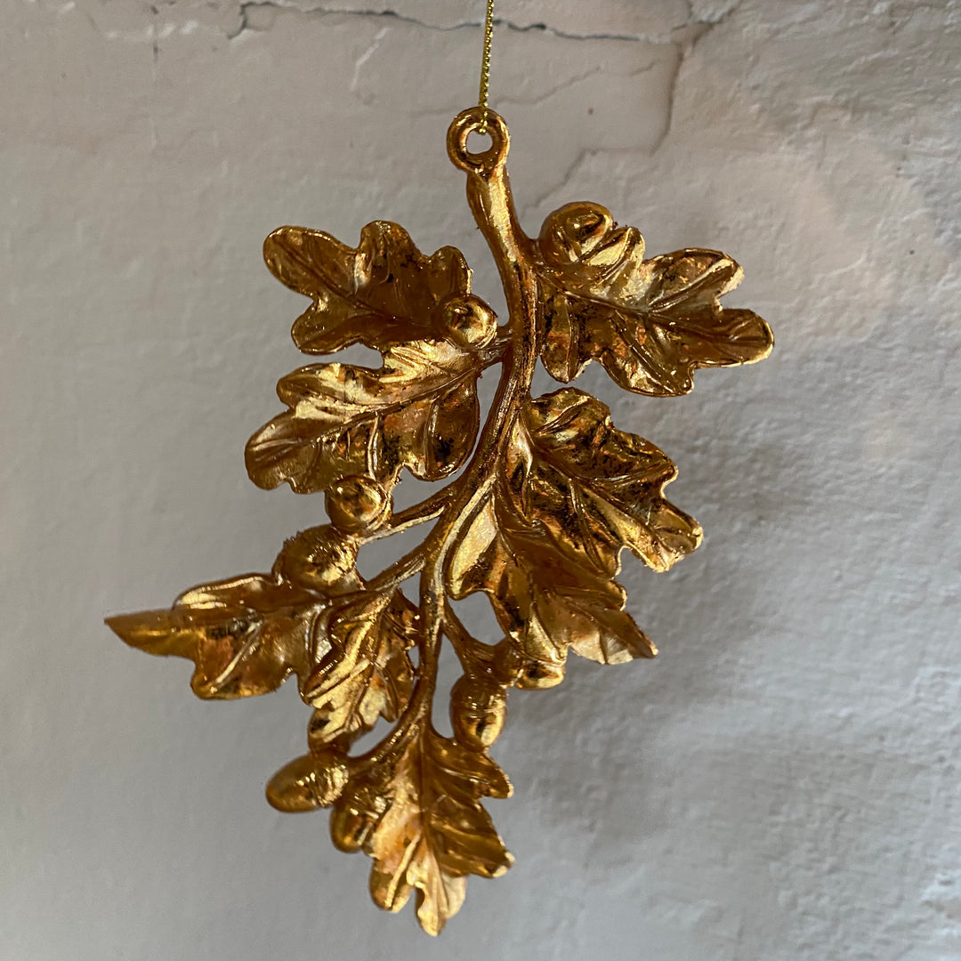 Gold Oak Leaf Christmas Tree Decoration