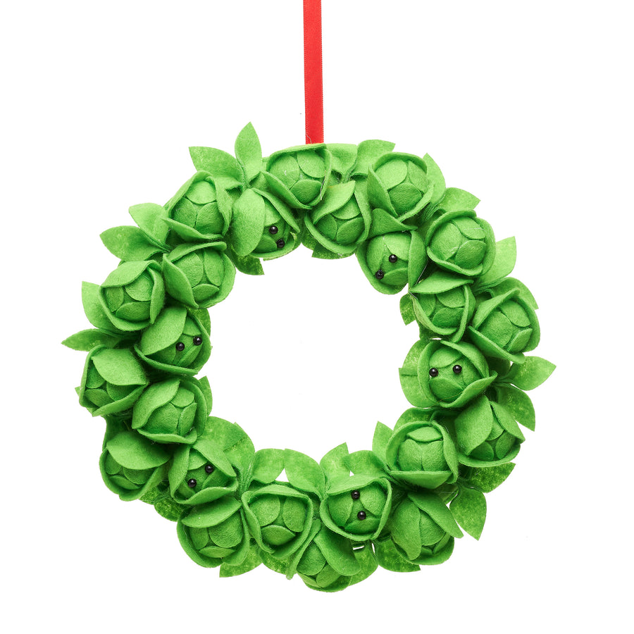 Brussel Sprout Felt Wreath with faces