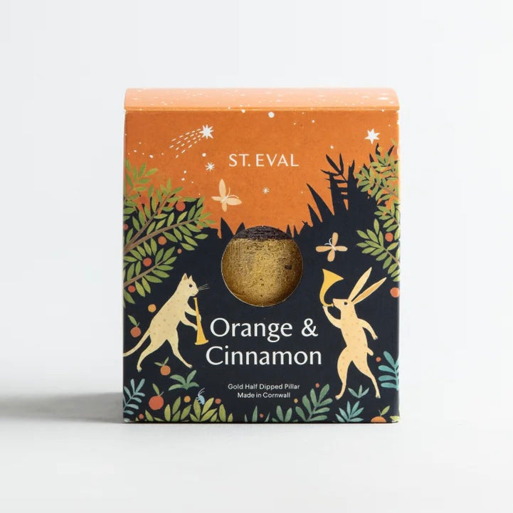 St Eval boxed pillar candle orange and cinnamon scent