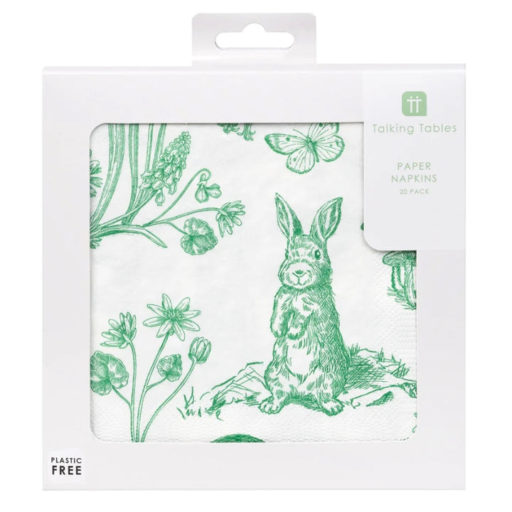 Easter Bunny Napkins Green and White