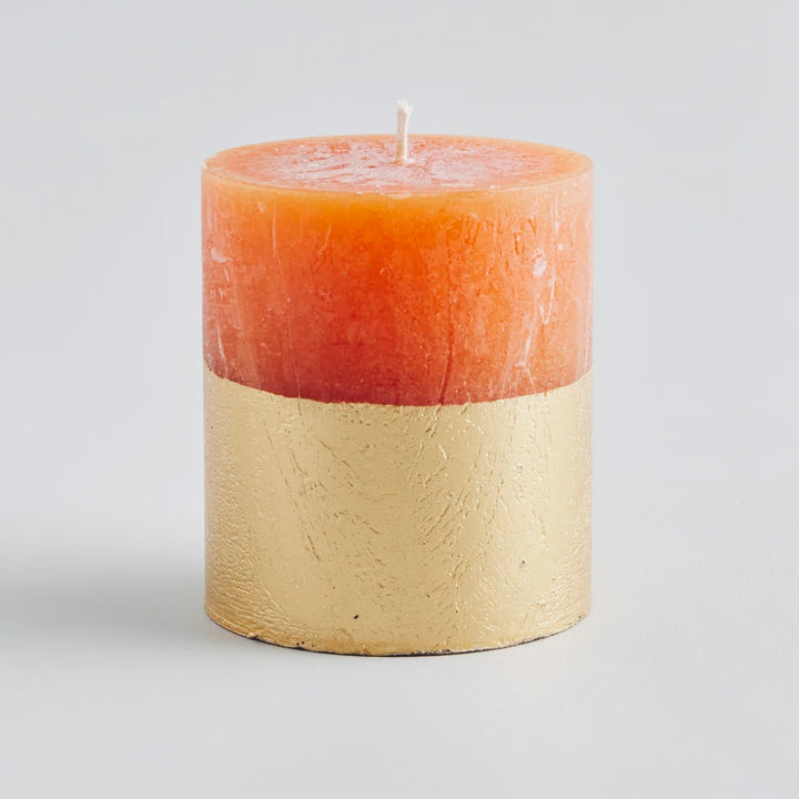 St Eval Orange and Cinnamon Gold Dipped Pillar Candle