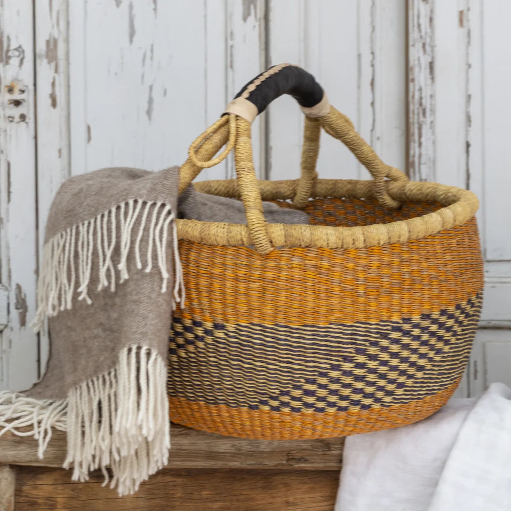 Round Hand Woven Shopper Basket