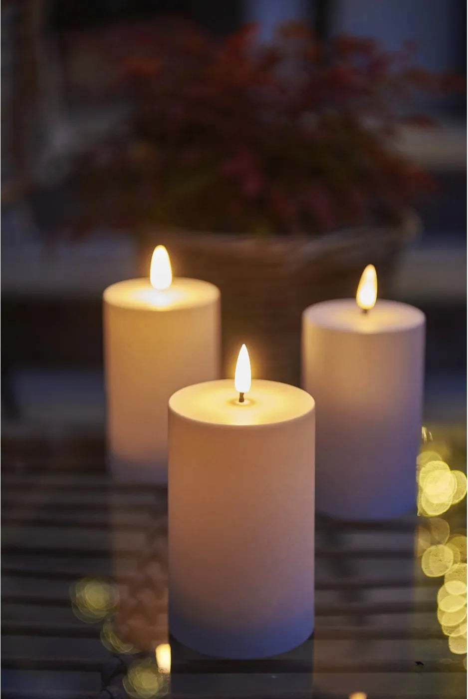 Outdoor Faux Pillar Candles Set of 2