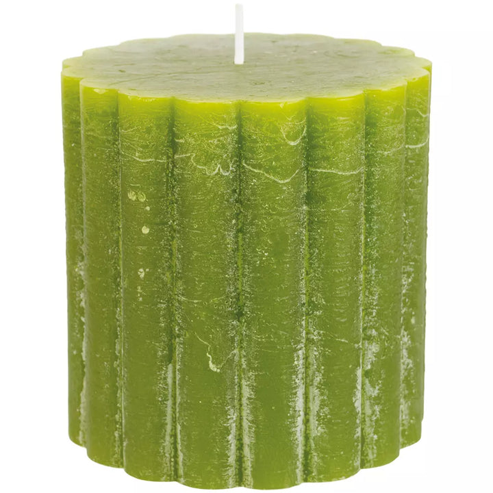 Fern Green Scalloped Pillar Candles