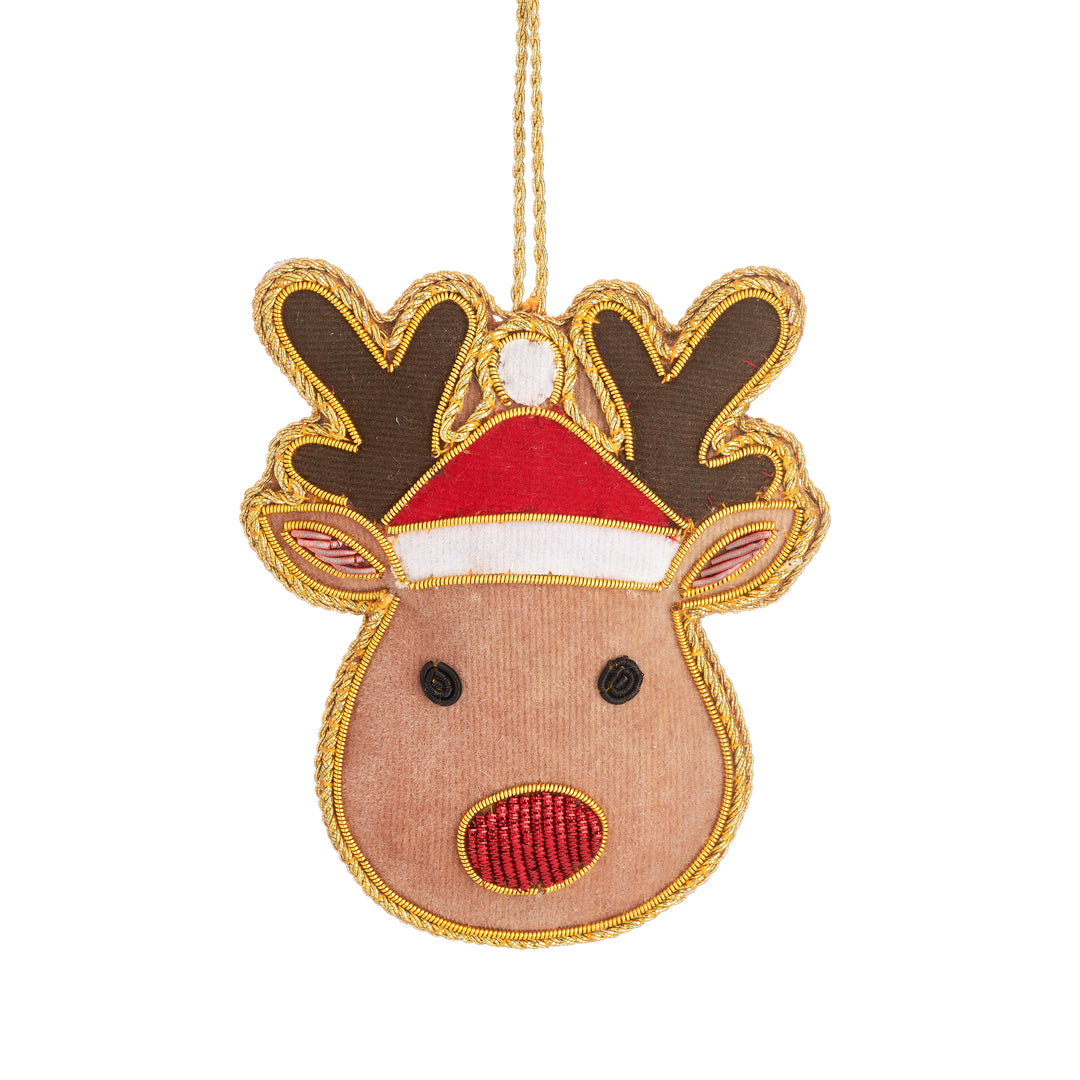 Embroidered Rudolph the Reindeer Christmas Tree Decoration