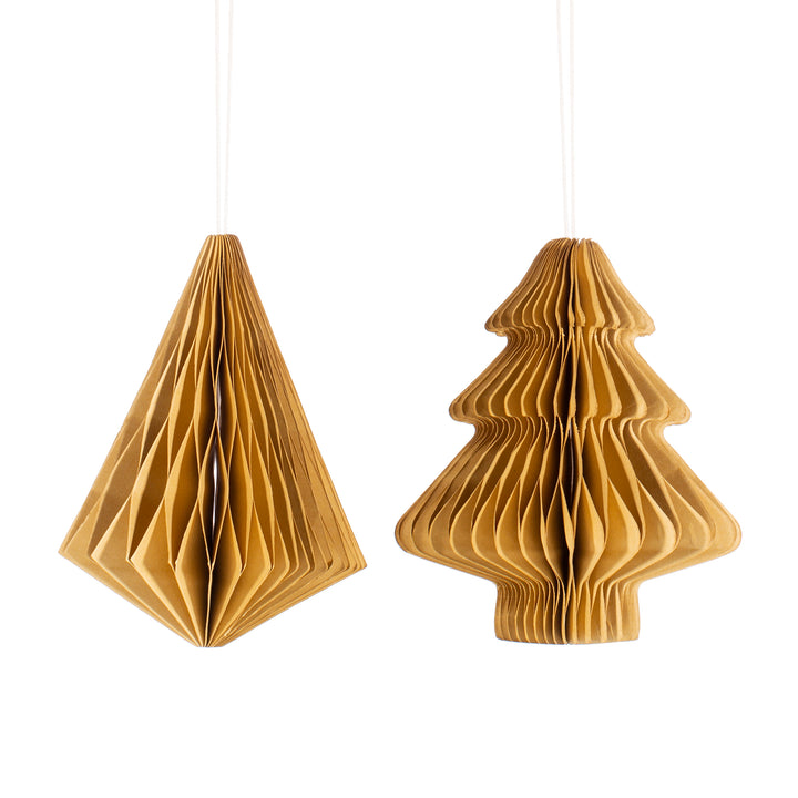 Sustainable Paper Christmas Tree Decorations Sand Brown