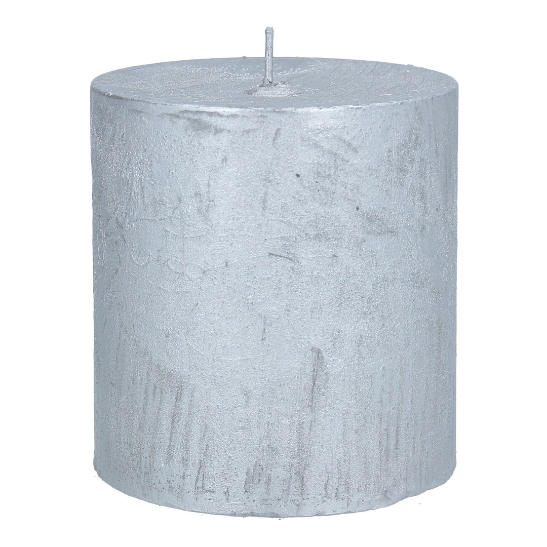 Silver Metallic Pillar Candle