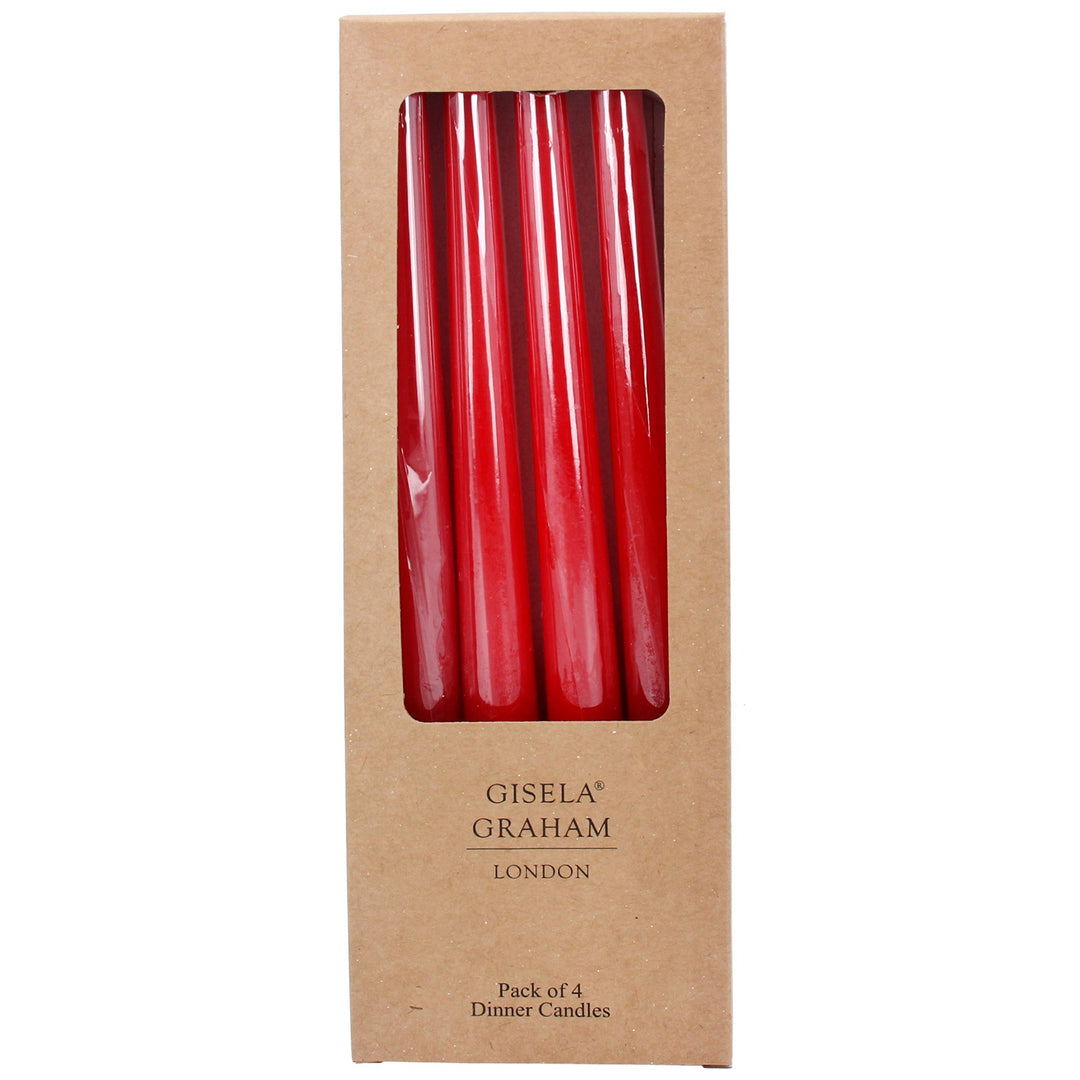 Red Tapered Dinner Candles Set of 4