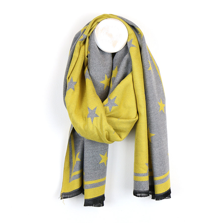 Yellow and Grey Star Scarf