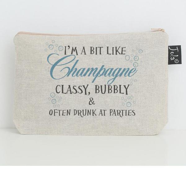 Linen Make Up Bag, Sparkle, Champagne & Scruples - La Di Da Interiors