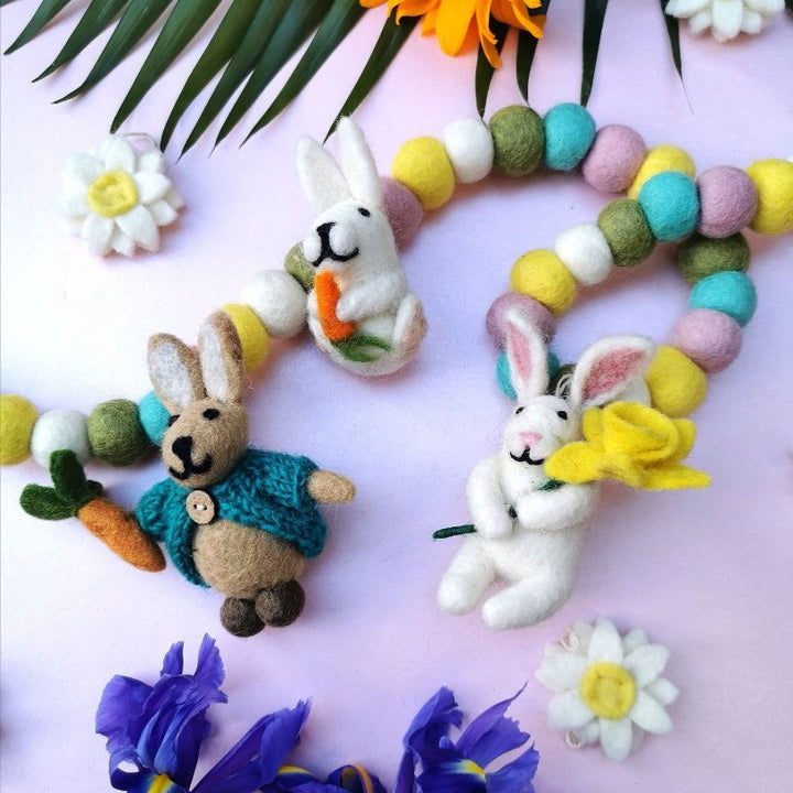 Easter Bunny with Carrot Felt Hanging Decoration