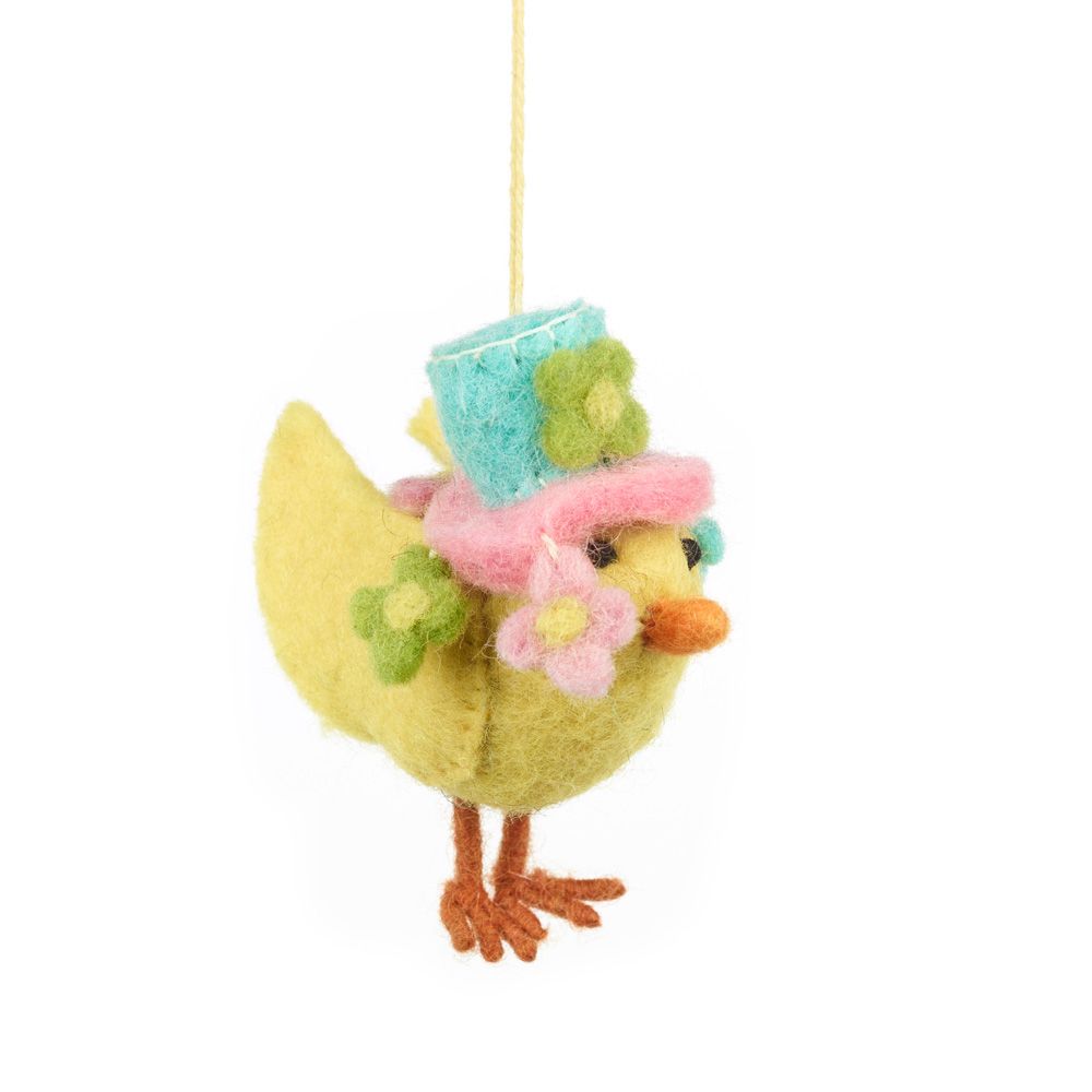 Doris Easter Chick with Bonnet Felt Hanging Decoration