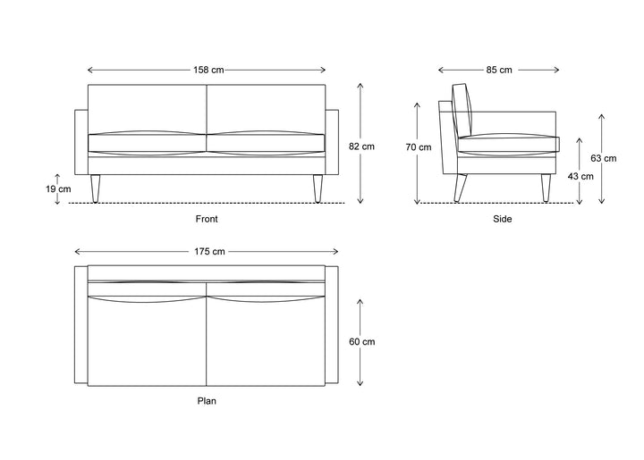 Swyft Sofa Model 01 dimensions for 2 seater sofa
