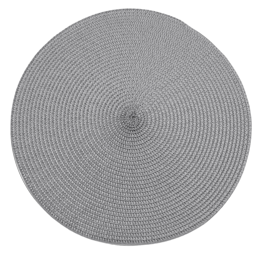 Table Place Mats Round Ribbed Storm Grey Set of 4