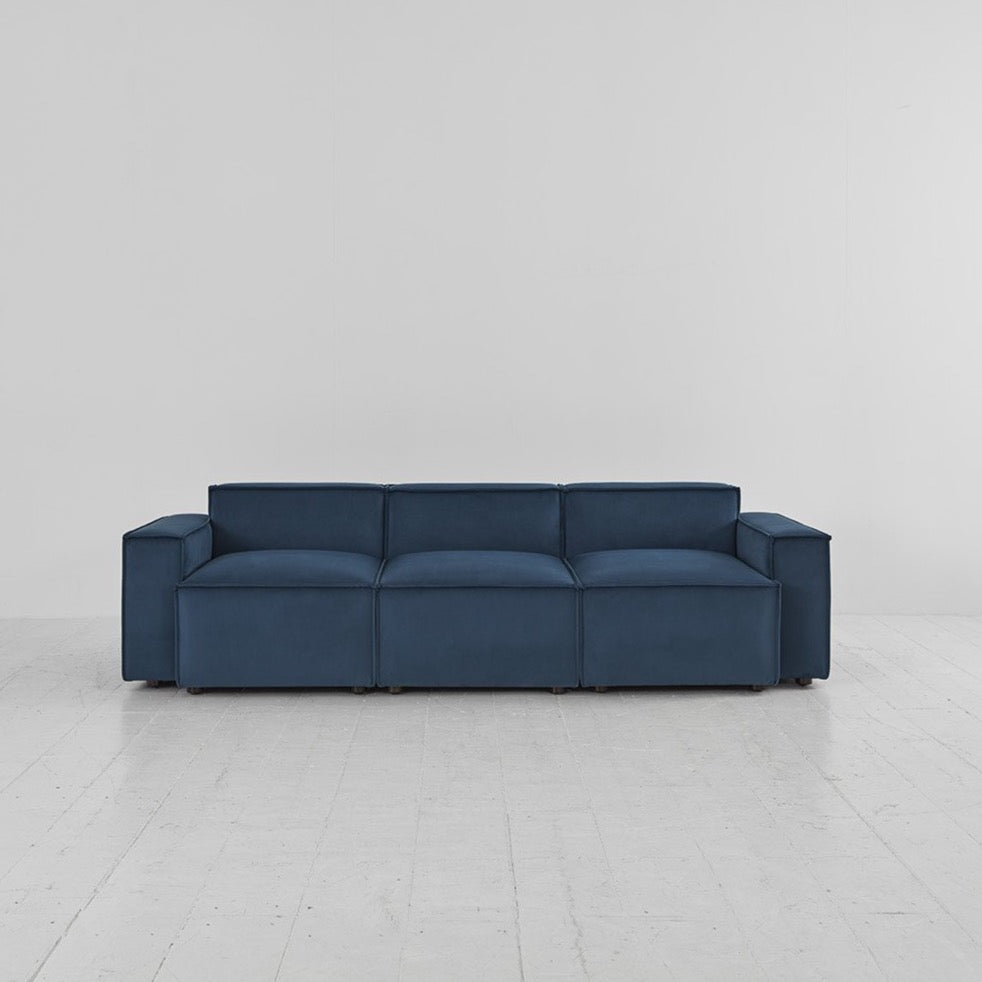 Teal Blue Velvet Sofa Model 03 3 seater by Swyft