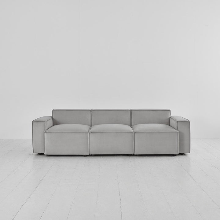 Model 03 3 seater sofa in Light Grey Velvet by Swyft