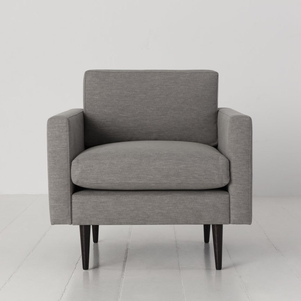 Shadow Grey Linen Armchair by Swyft Sofas Model 01