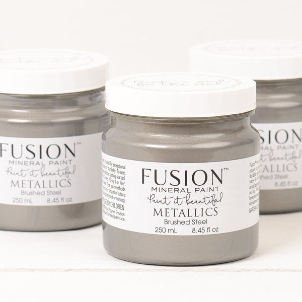 Fusion Mineral Paint Metallic Brushed Steel 250ml - La Di Da Interiors
