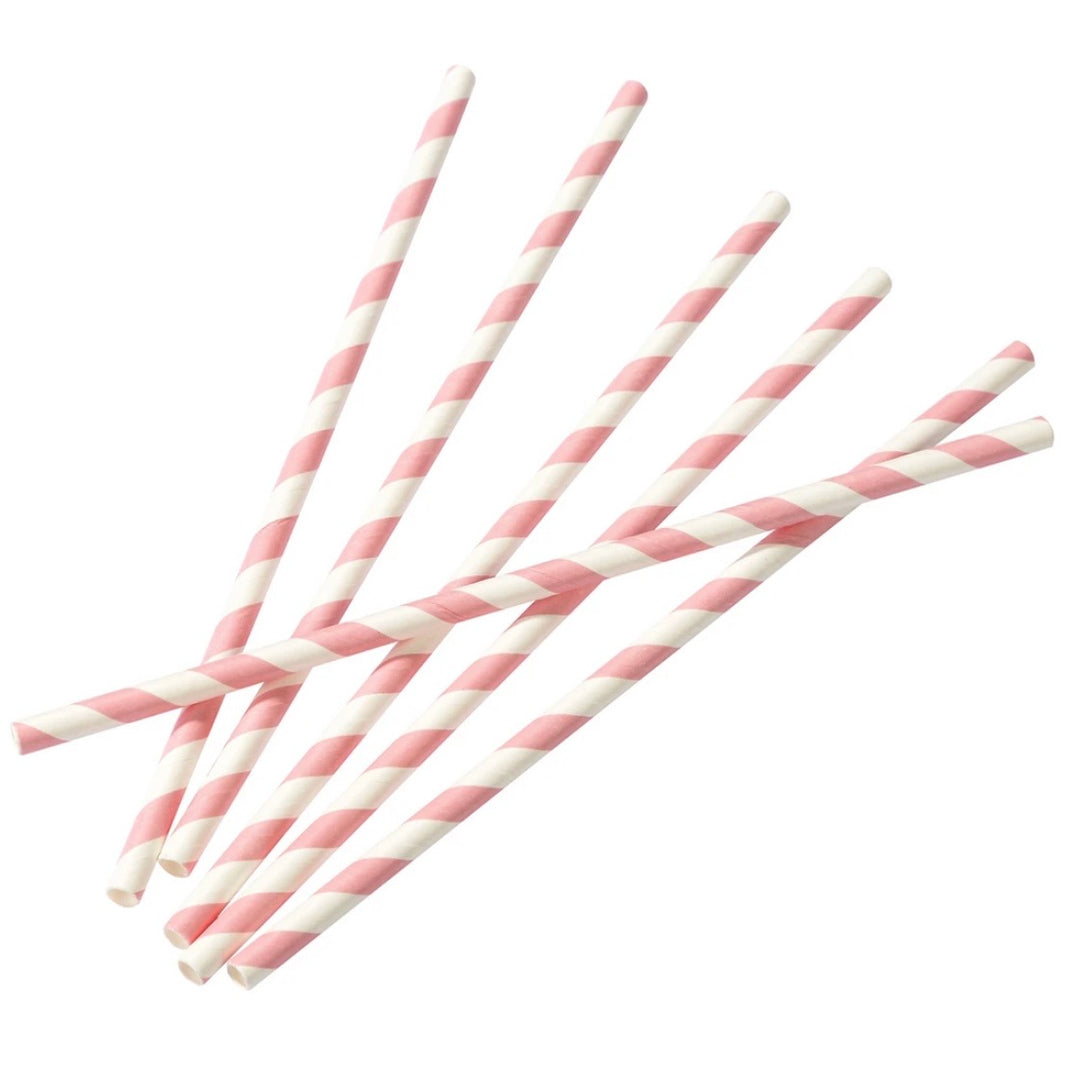Pink and White Paper Straws