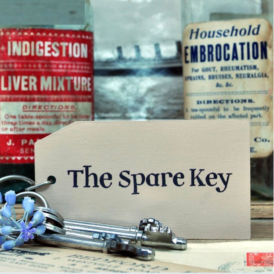 The Spare Key Wooden Painted Keyring
