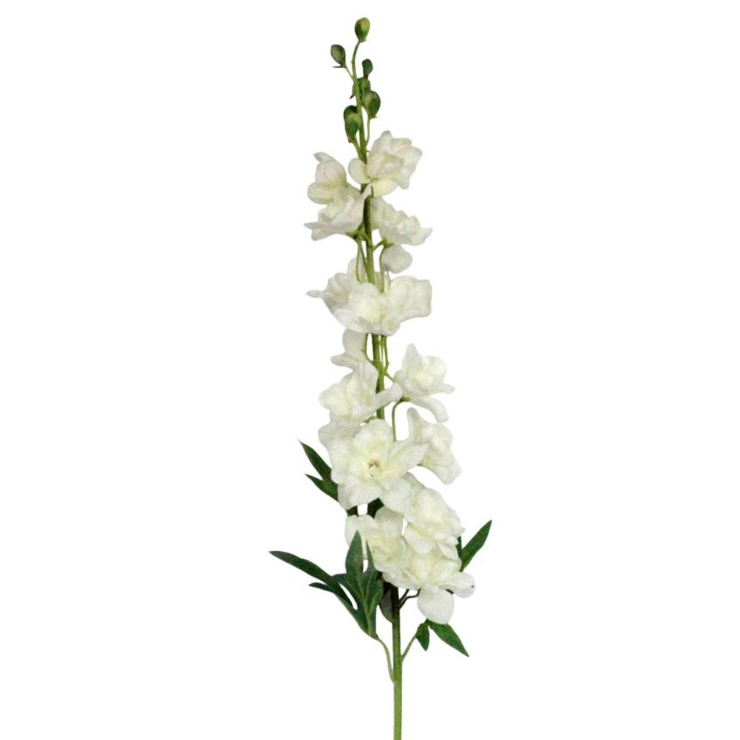 White Delphinium Faux Flowers - Set of 6 Stems