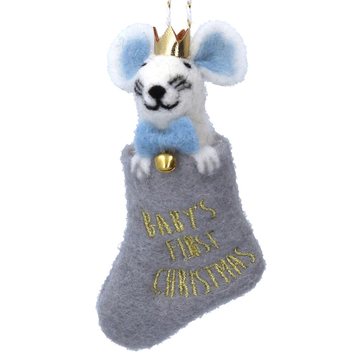 Baby's First Christmas Mouse Felt Tree Decoration