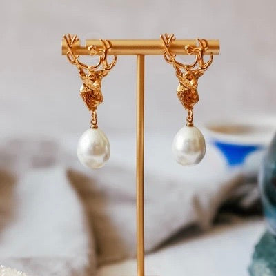 Stag Pearl Earrings