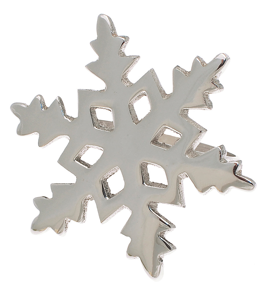 Snowflake Napkin Rings Chrome Set of 4