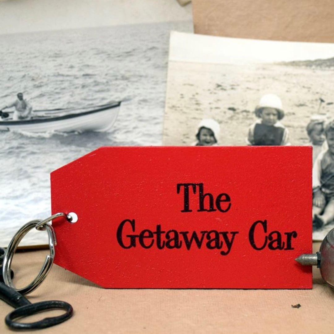 The Getaway Car Wooden Painted Keyring