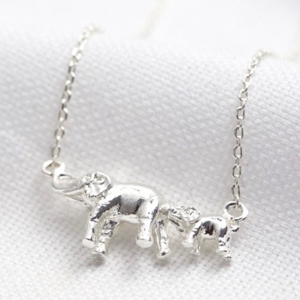 Mummy and Baby Elephant Necklace