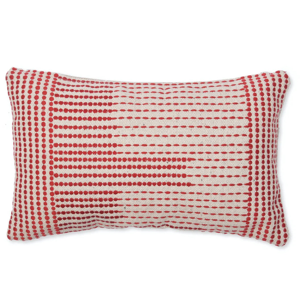 Red & Ecru Dot Dash Cushion