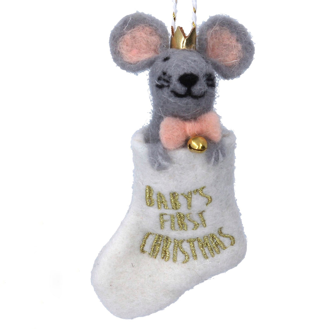 Baby's First Christmas Mouse Felt Tree Decoration