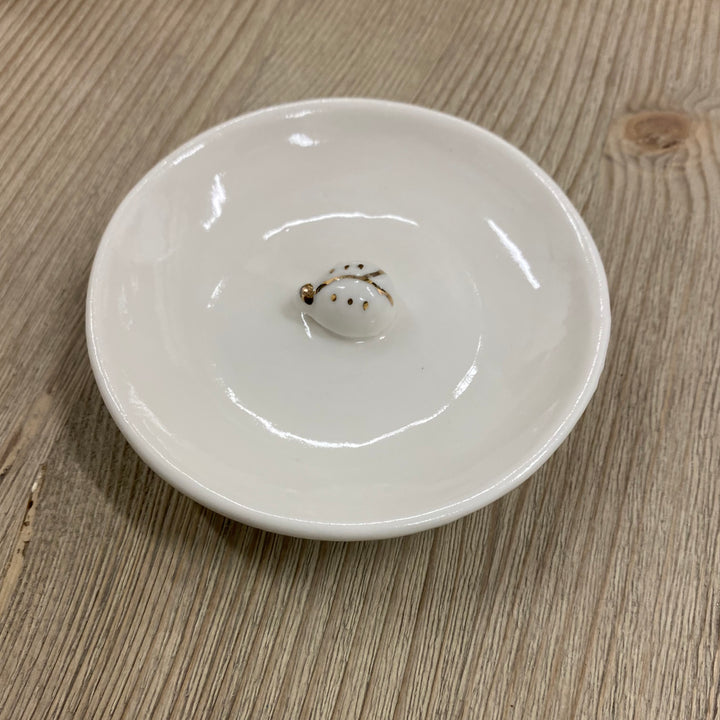White & Gold Mini Trinket Dish Butterfly or Ladybird