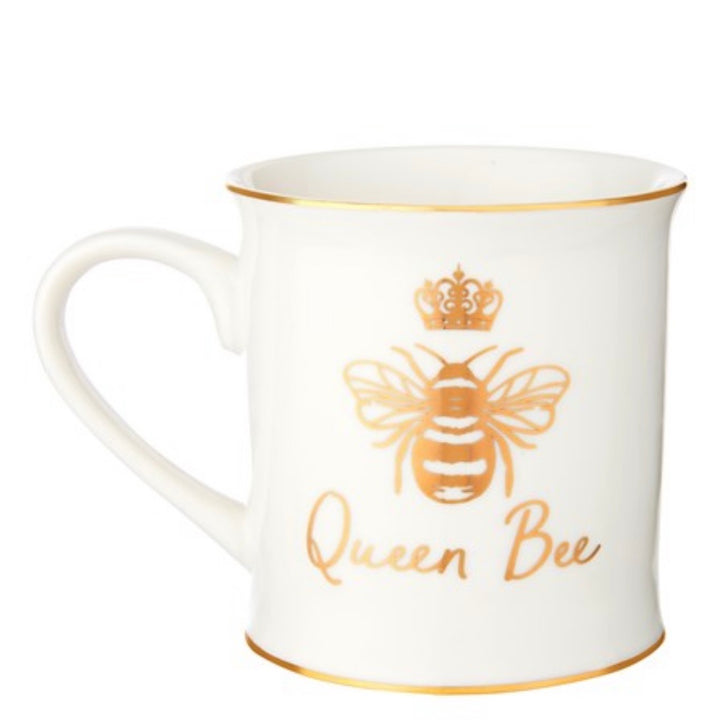 Queen Bee White and Gold Mug
